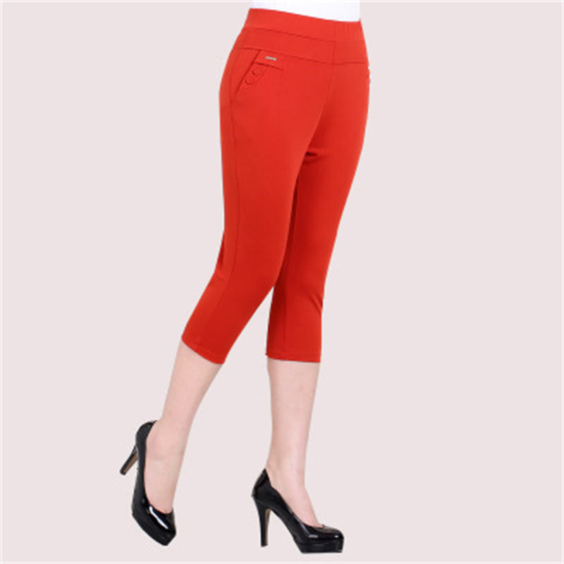 Pantalon décontracté taille haute de couleur unie pour femme