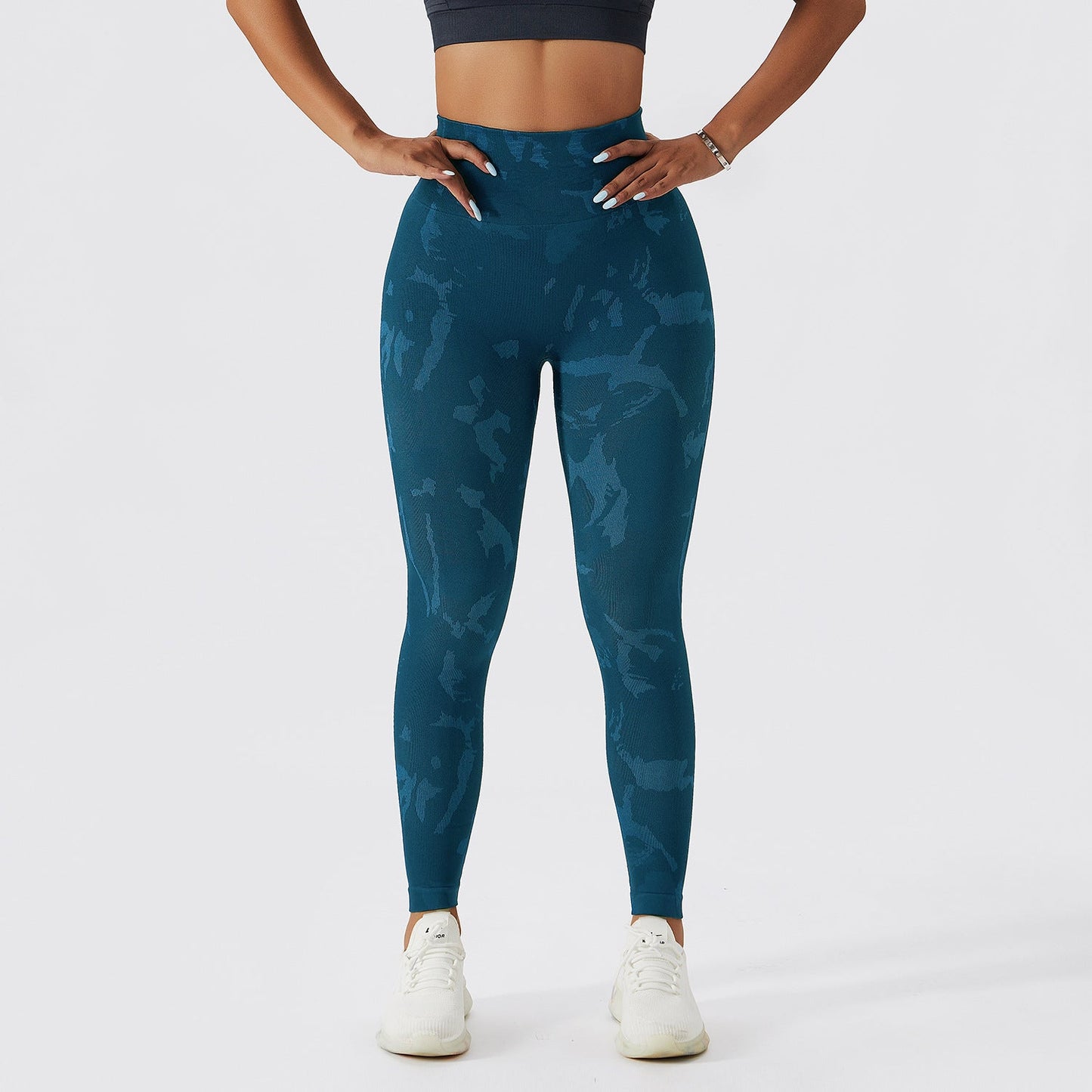 Pantalon de Fitness Camouflage pêche hanche surélevée femme séchage rapide