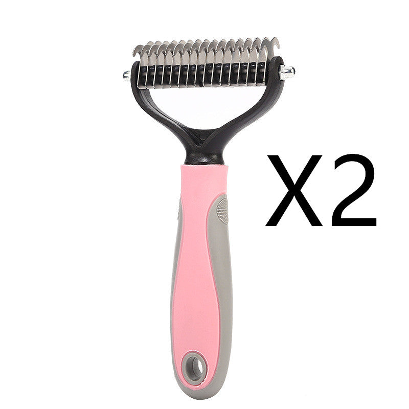 Brosse Double face en acier inoxydable pour animaux de compagnie, peigne d'épilation, démêlage, toilettage pour chiens, outils de perte