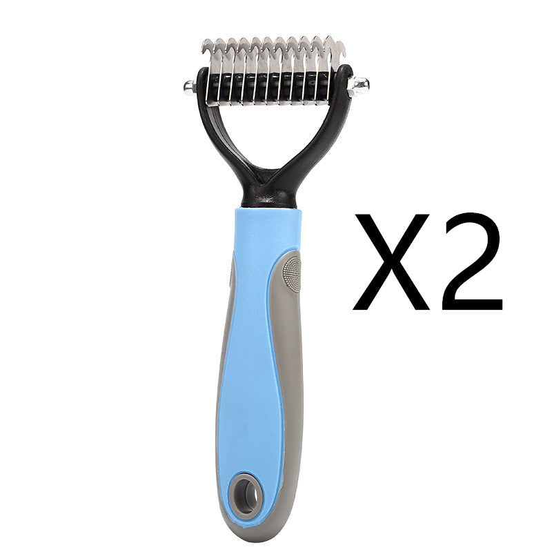 Brosse Double face en acier inoxydable pour animaux de compagnie, peigne d'épilation, démêlage, toilettage pour chiens, outils de perte