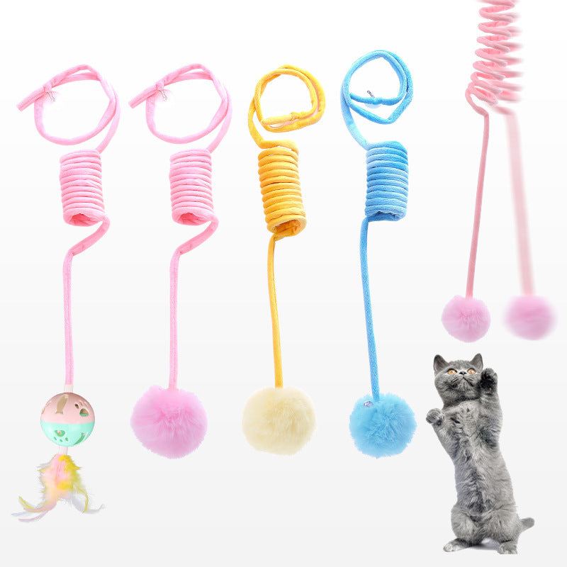 Juguete para gatos Self-Hi Sucker, Bola de pelo de conejo de primavera, juego interactivo, suministros para mascotas, juguetes interactivos