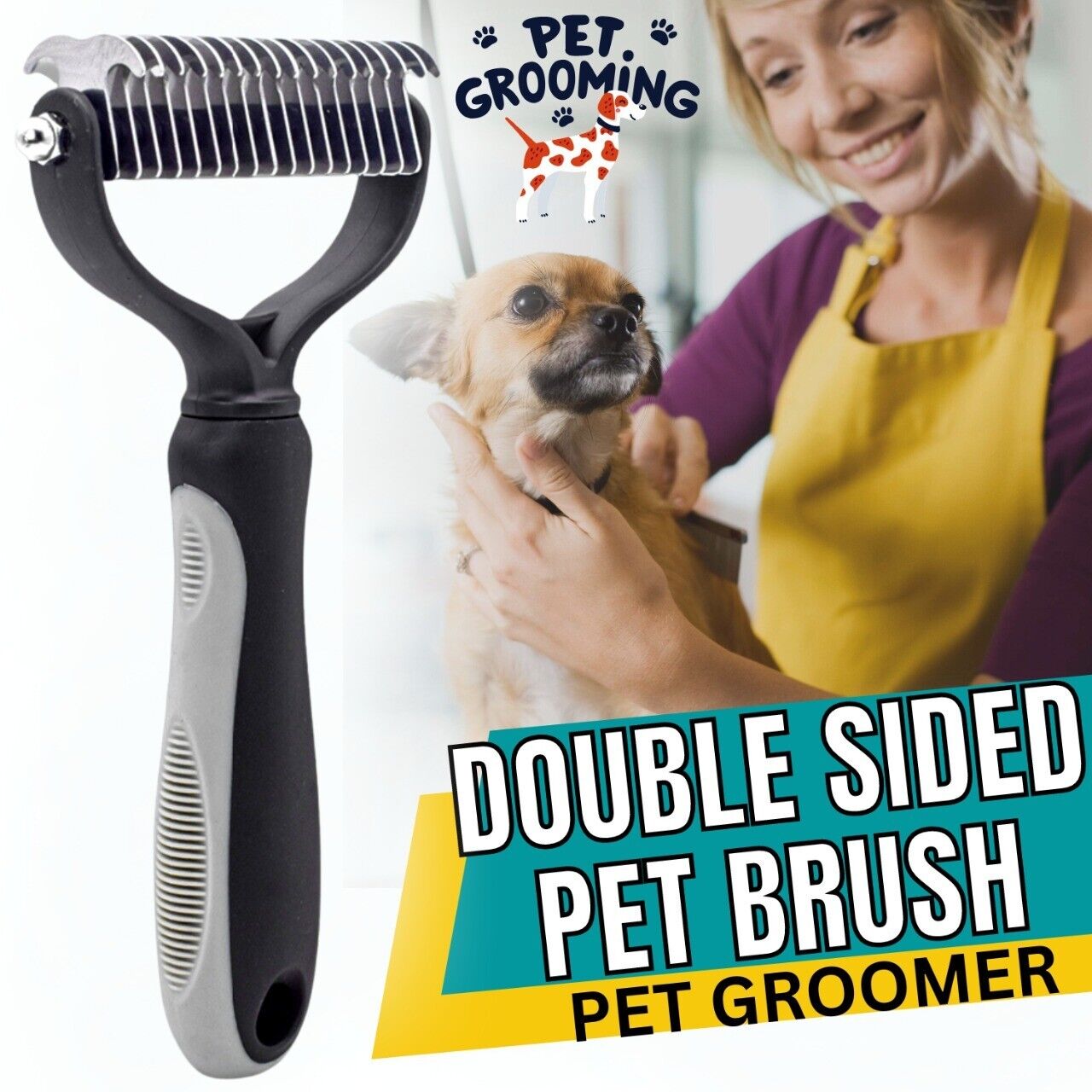 Outil de toilettage professionnel pour animaux de compagnie, sous-poil 2 faces pour chien et chat, peigne de perte, brosse pour animaux de compagnie