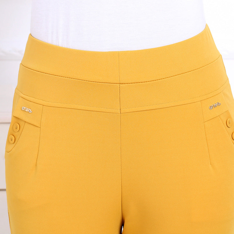 Women's Solid Color High-waist Casual Pants