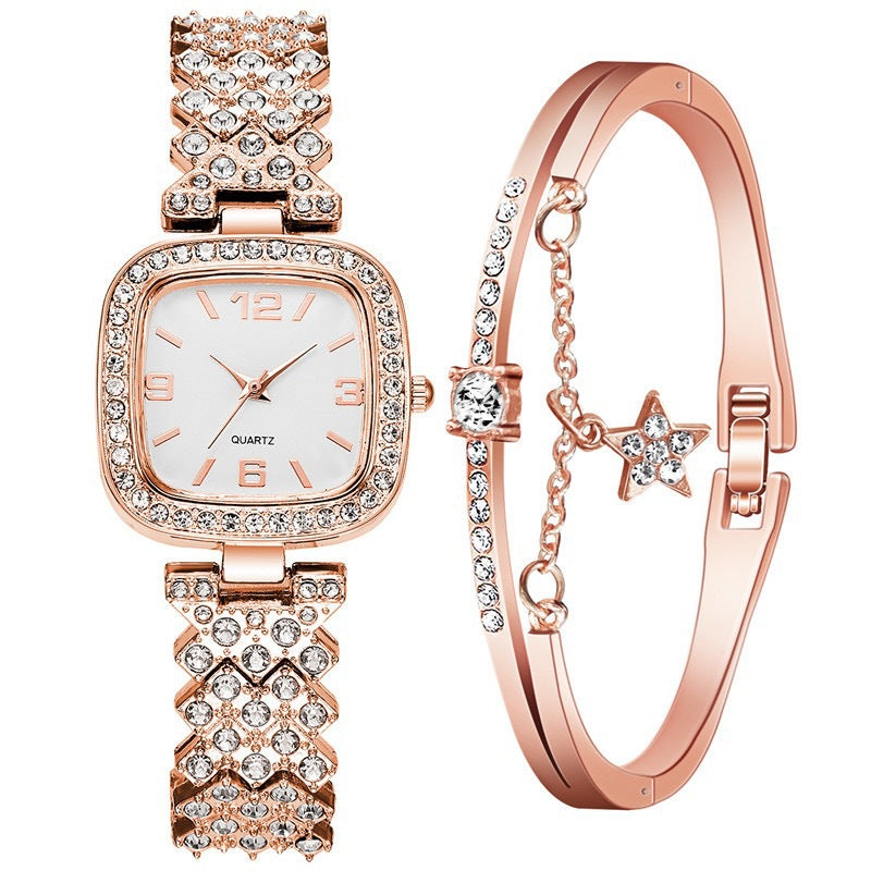 Ensemble deux pièces bracelet-montre diamant pour femme