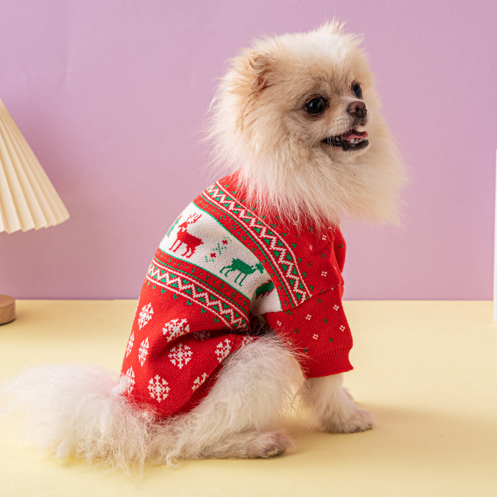 Suéter navideño para perros con alce y árbol de Navidad