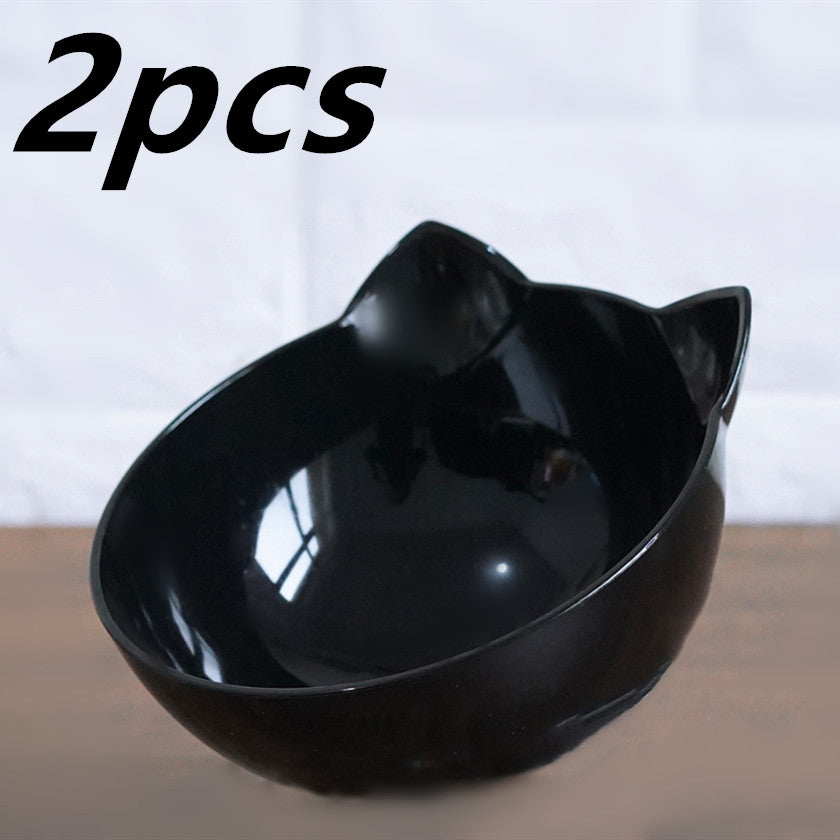 Nouveau Nourriture inclinée oreille de chat bouche Oblique Transparent unique bol pour animaux de compagnie