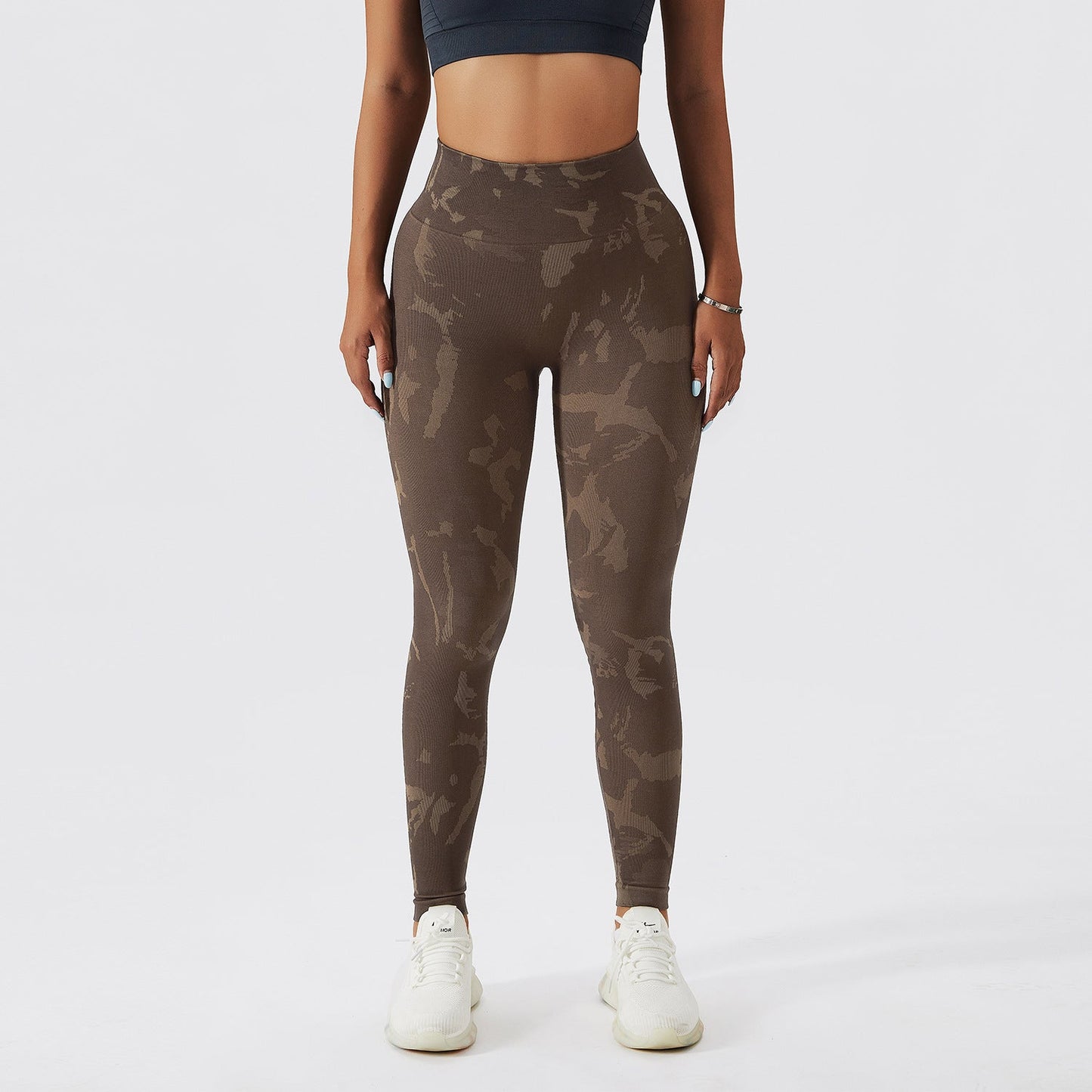 Pantalon de Fitness Camouflage pêche hanche surélevée femme séchage rapide