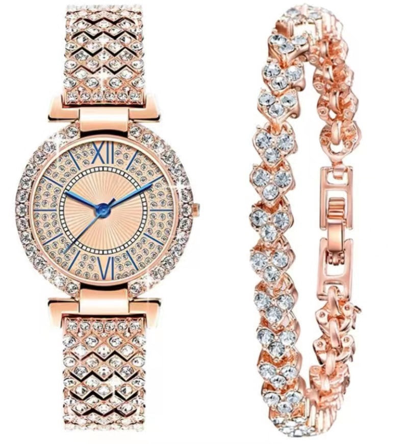 Montre à quartz de luxe élégante et assortie avec diamants pour femmes