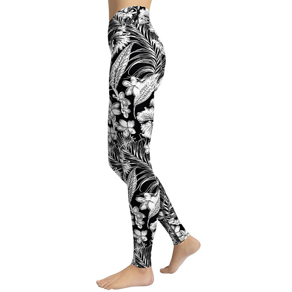 Leggings deportivos de color blanco y negro Pantalones de yoga