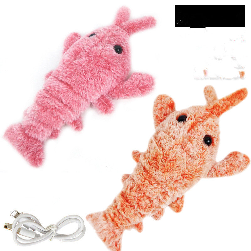 Jouets pour animaux de compagnie électrique saut de crevettes USB charge Simulation homard drôle chat en peluche animaux jouet