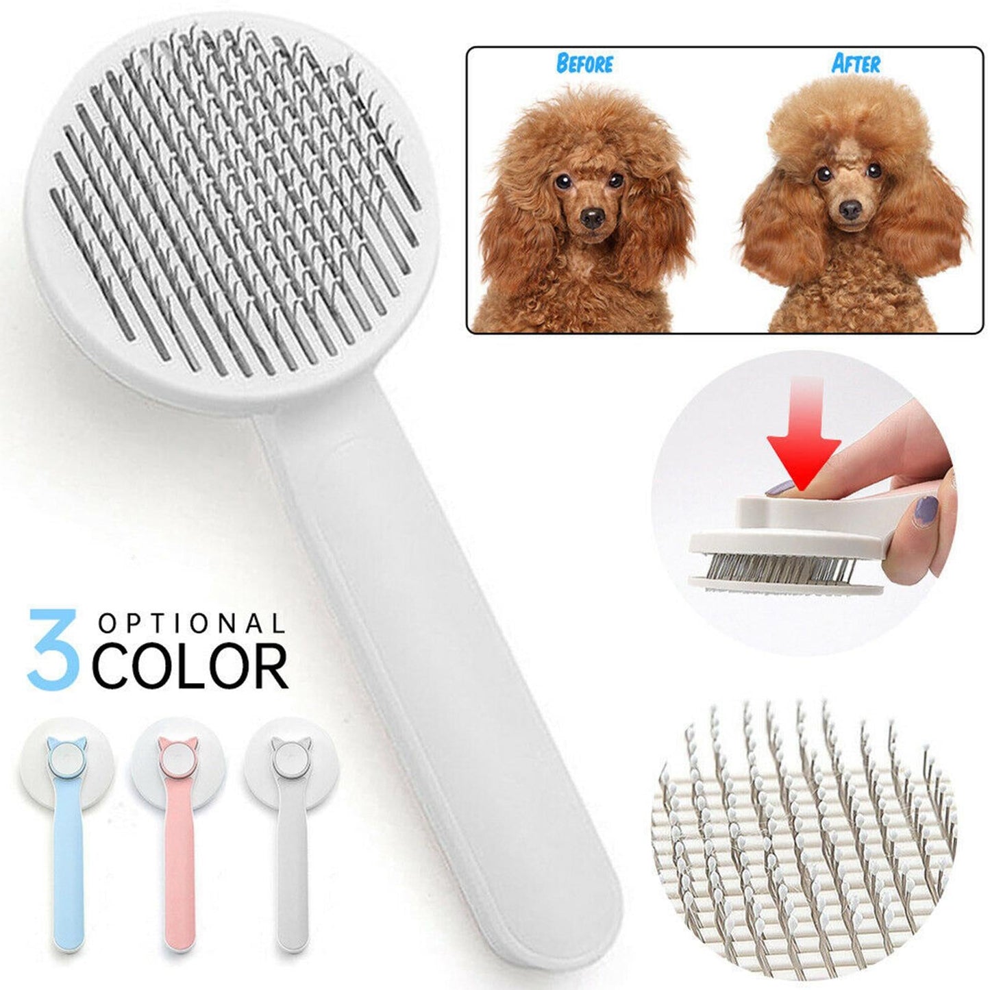 Brosses autonettoyantes pour chats, brosse de toilettage pour chiens et chats pour poils longs et courts, en douceur pour enlever le sous-poil lâche, tapis emmêlés