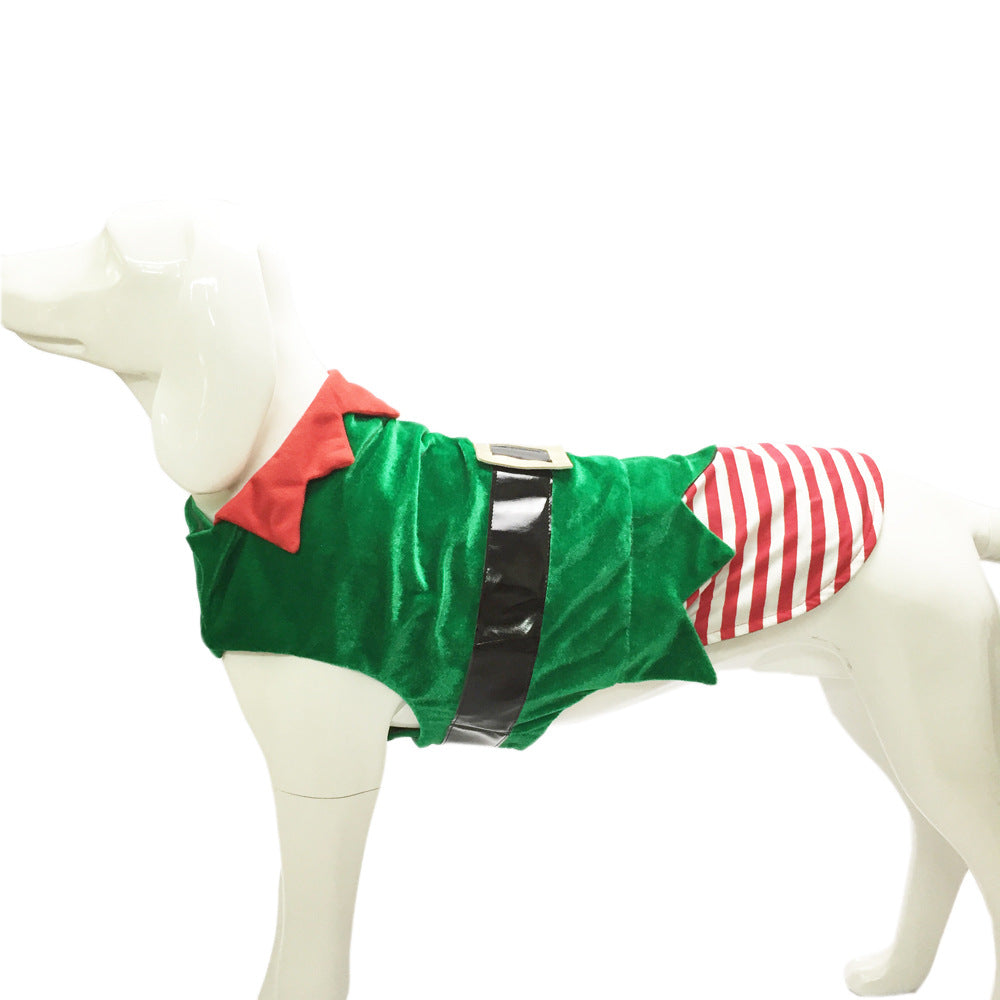 Ropa navideña de moda, disfraz navideño de perro mascota elfo verde