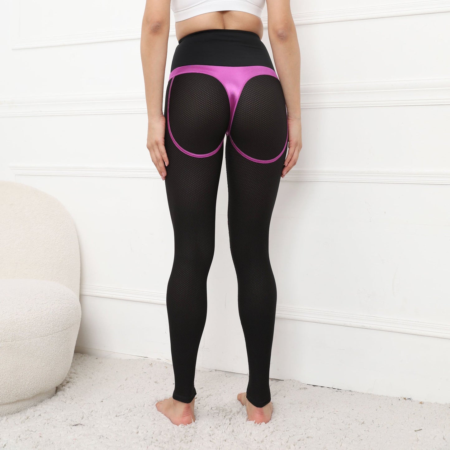 Pantalon de yoga à coutures de sport en maille pour femmes