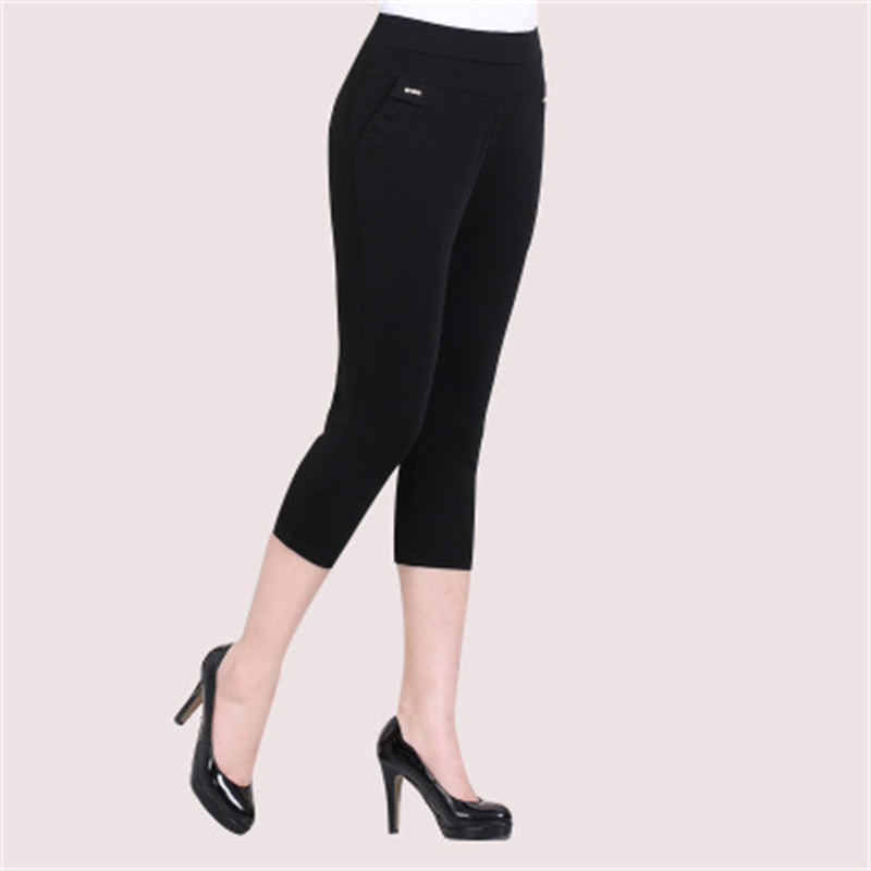 Pantalon décontracté taille haute de couleur unie pour femme