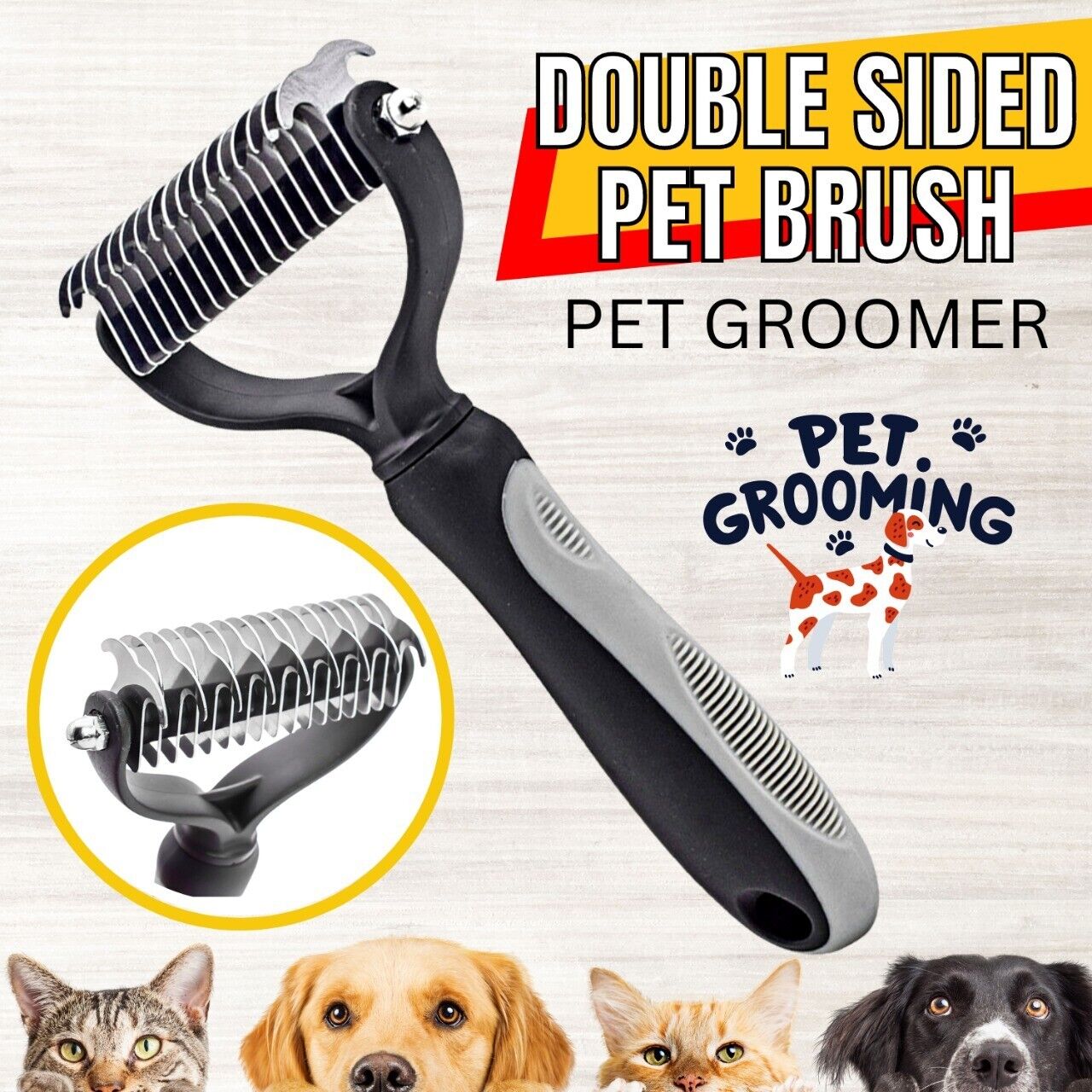 Outil de toilettage professionnel pour animaux de compagnie, sous-poil 2 faces pour chien et chat, peigne de perte, brosse pour animaux de compagnie