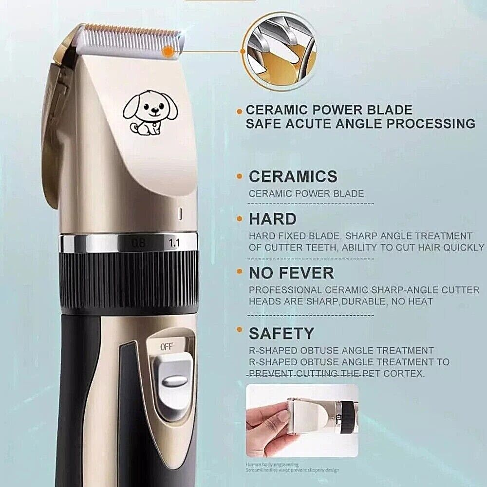 Professional Electric Pet Dog Hair Trimmer Rechargeable Animal Grooming Clippers Cat Shaver Haitcut Machine 110-240V AC