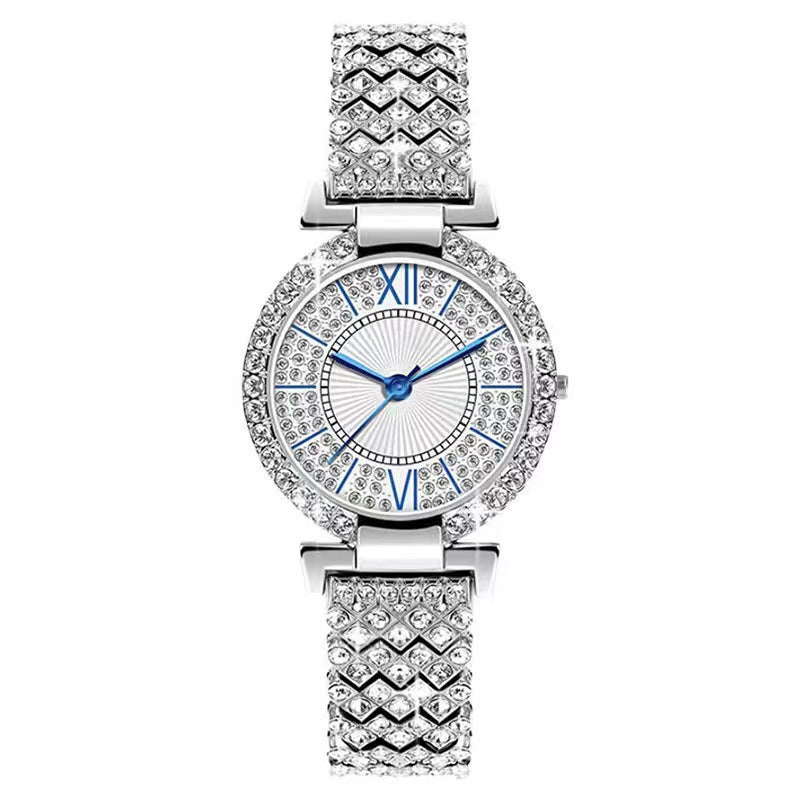 Montre à quartz de luxe élégante et assortie avec diamants pour femmes