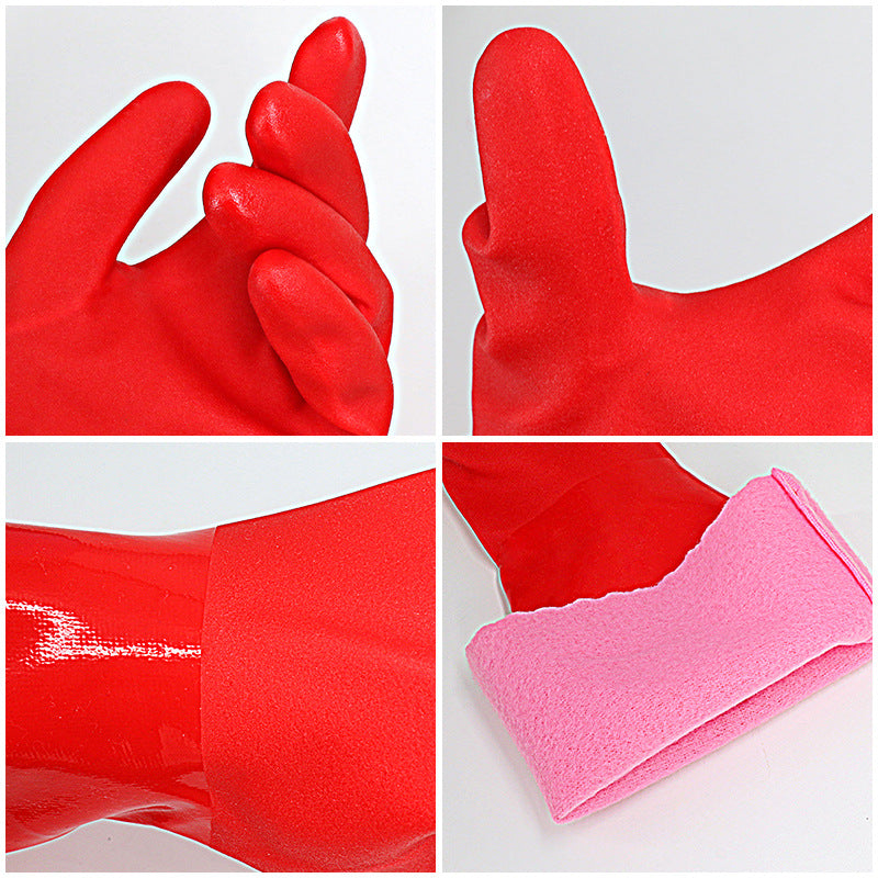 Extended Rubber Gloves With Plush Lining