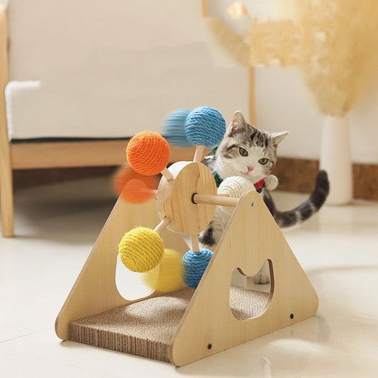 Mesa giratoria de madera maciza, tablero para rascar gatos, productos para mascotas de cáñamo y sisal