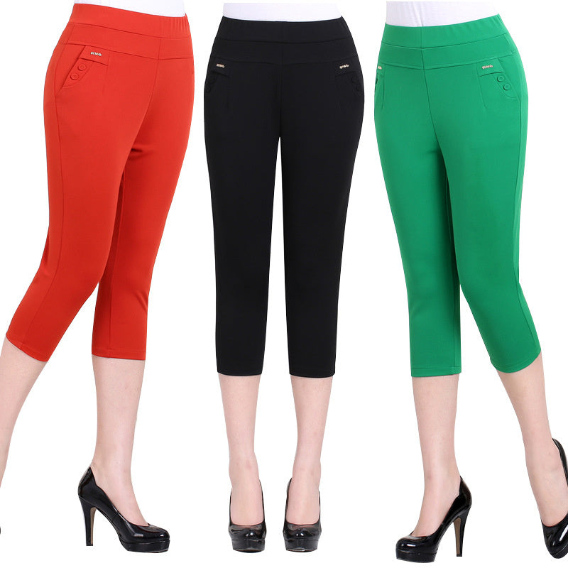 Pantalon décontracté taille haute de couleur unie pour femme