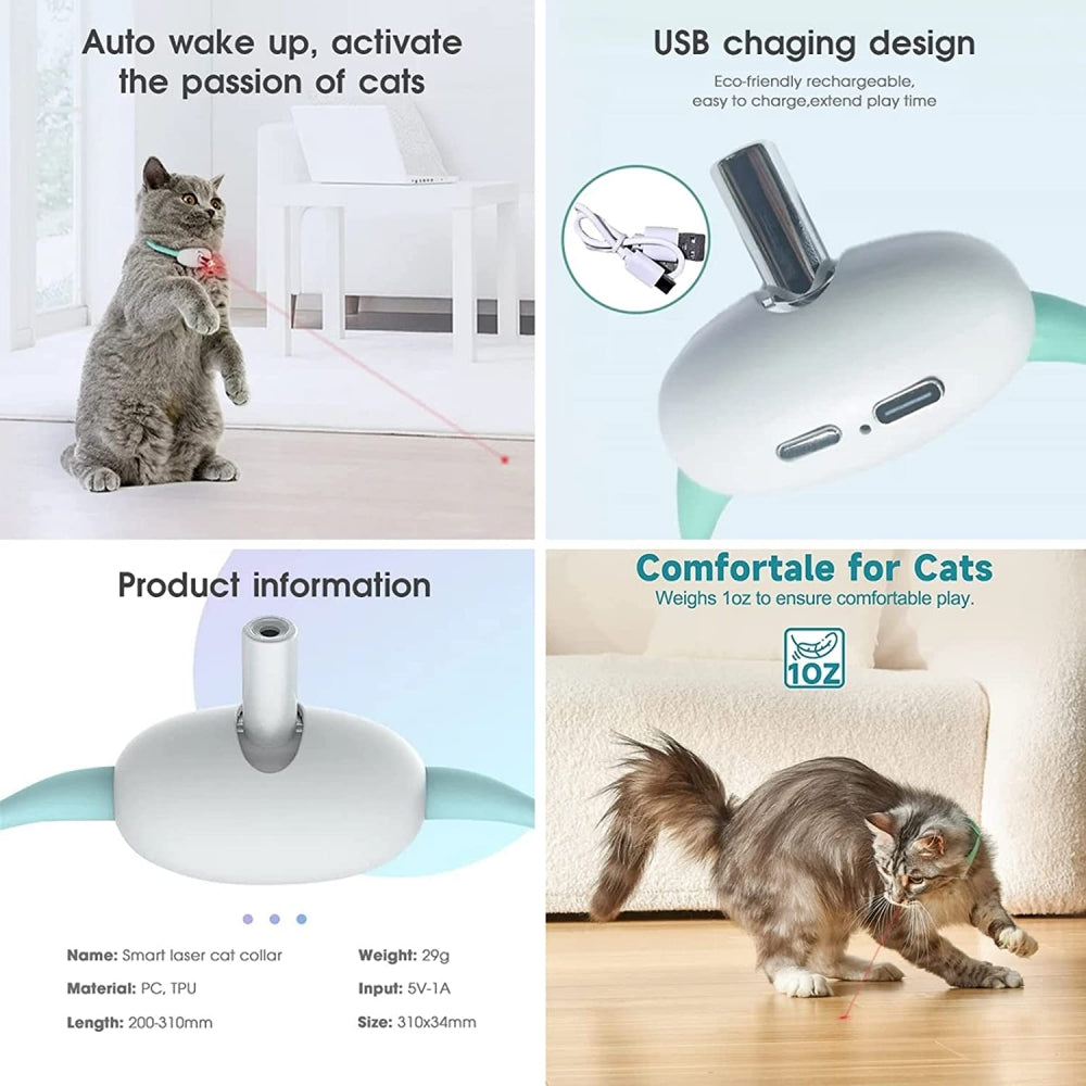 Automatic Cat Toy Smart Laser Teasing Cat Collar Electric USB Charging Kitten Amusing Toys Interactive Training Pet Items