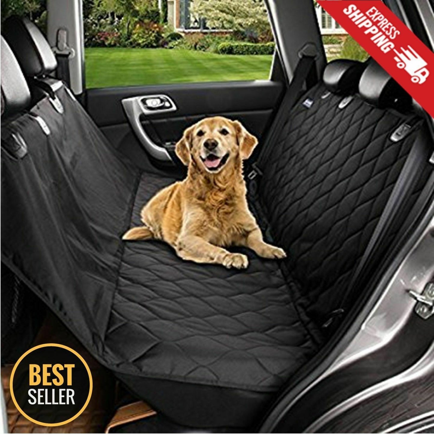 Funda de asiento trasera para coche, mascota, perro, viaje, impermeable, Protector de banco, lujo, negro