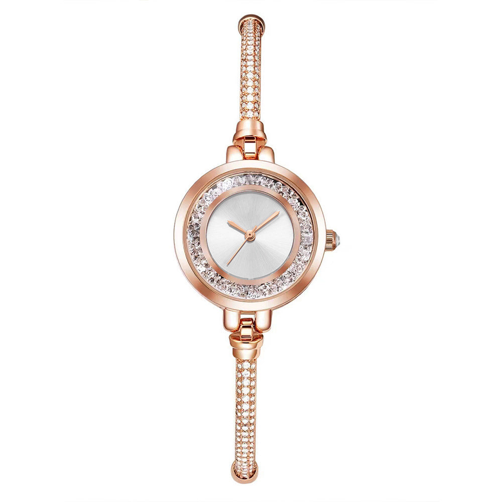 Reloj de pulsera con correa fina para mujer, reloj de pulsera con esfera pequeña y arena movediza con diamantes de imitación, reloj ajustable retráctil