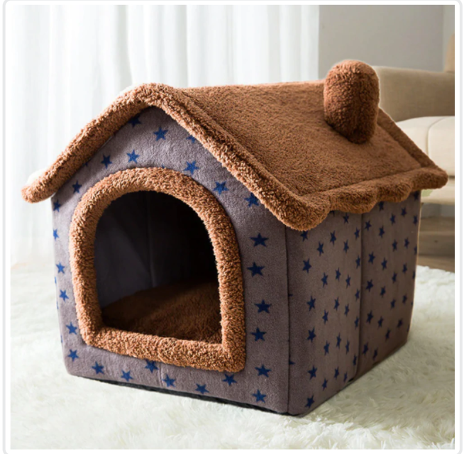 Maison pliable pour chien et chat, lit d'hiver pour chien, niche de sommeil, nid amovible, grotte chaude et fermée, canapé, fournitures pour animaux de compagnie