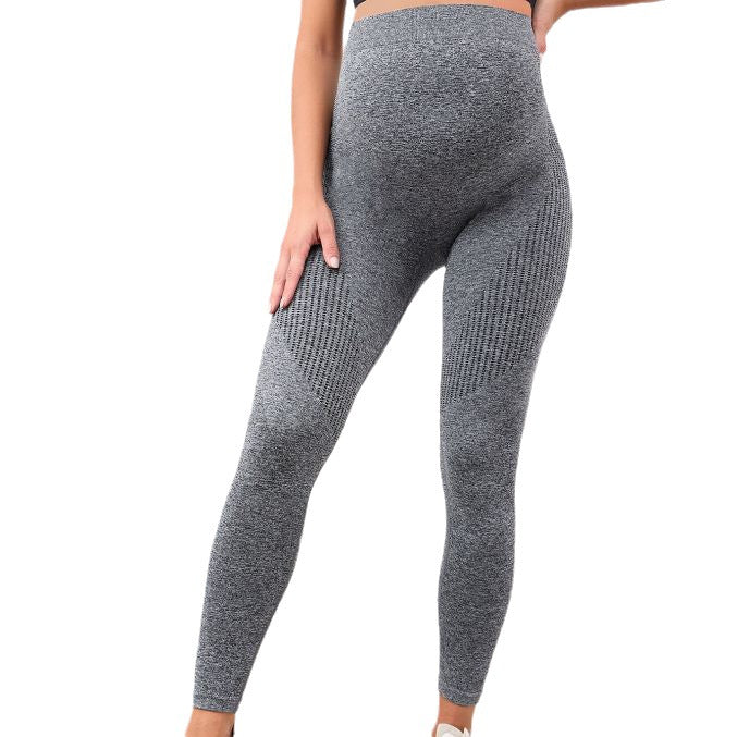 Pantalon de yoga de grossesse taille haute avec soutien du ventre tridimensionnel