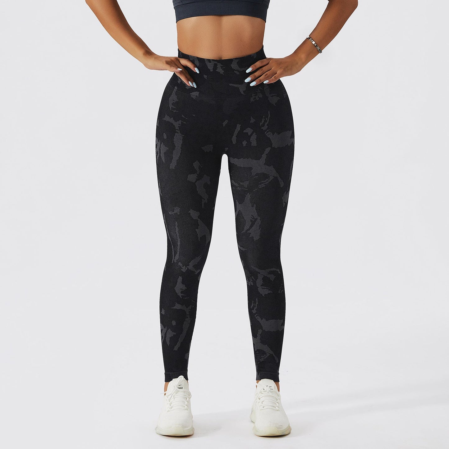 Pantalon de Fitness Camouflage pêche hanche surélevée femme séchage rapide