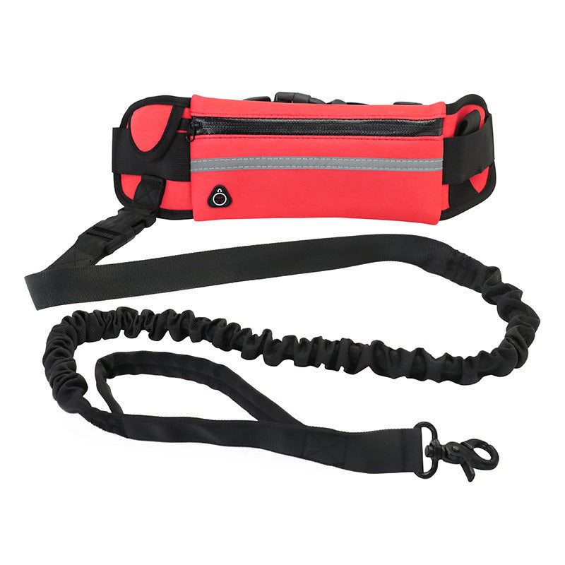 Laisse mains libres pour chien, ceinture de marche et d'entraînement pour animaux de compagnie, avec laisse élastique absorbant les chocs, pour grands chiens jusqu'à 180 lb, poche pour téléphone et porte-bouteille d'eau