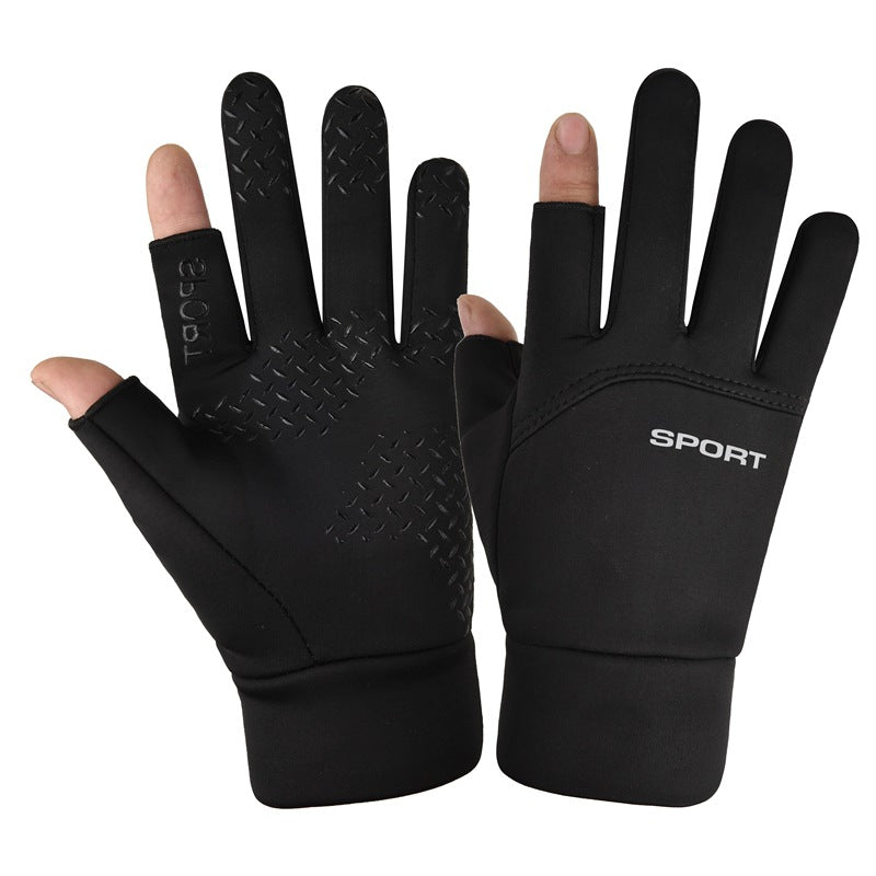 Gants de cyclisme antidérapants, coupe-vent, imperméables, chauds, imperméables, en velours, pour doigts complets