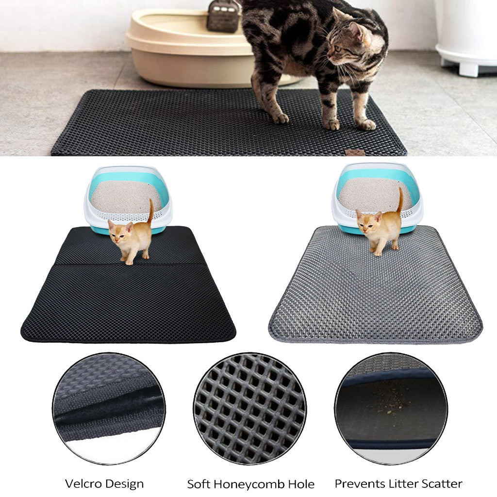 Almohadillas de cama para gatos de doble capa, estera para residuos de Gato, caja de arena para atrapar mascotas, estera, producto para mascotas, cama para gatos, estera limpia para casa